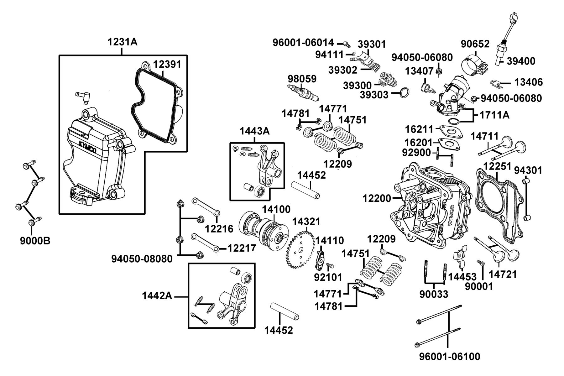 LIKE 150i ABS MY2026 Cylinder Head parts diagram